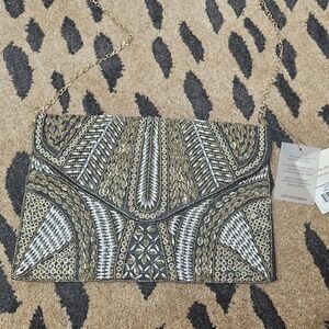 Elegant Gold and Silver Beaded Purse